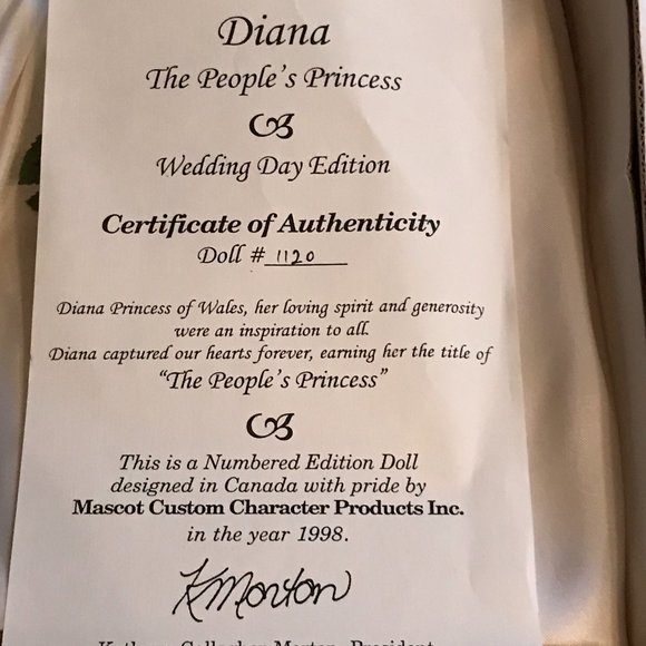 DIANA "The People's Princess" Royal Wedding Day Doll. - Picture 2 of 3